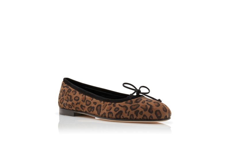 Veralli, Brown Suede Animal Print Ballerina Flats   - US$725.00