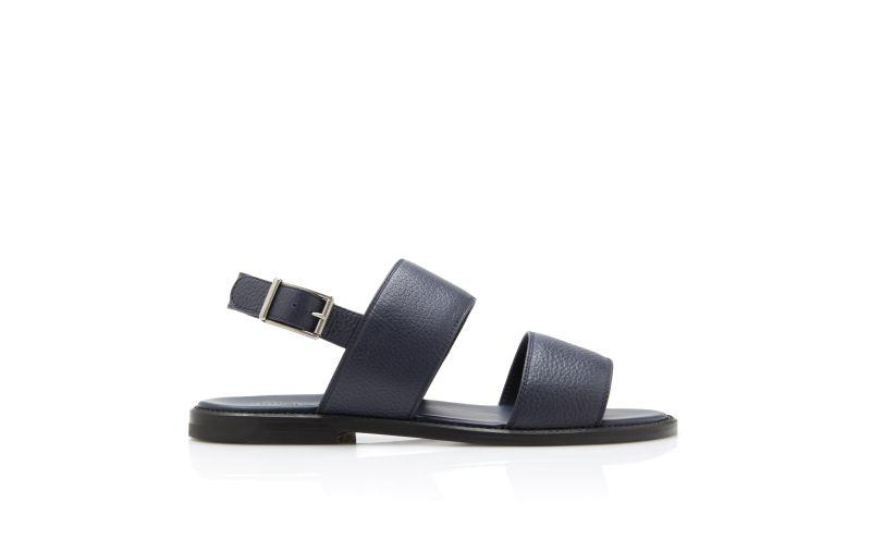 Side view of Designer Navy Blue Calf Leather Sandals