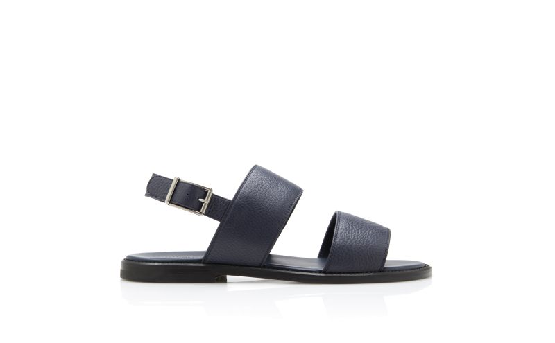 Side view of Bulgobis, Navy Blue Calf Leather Sandals - £595.00