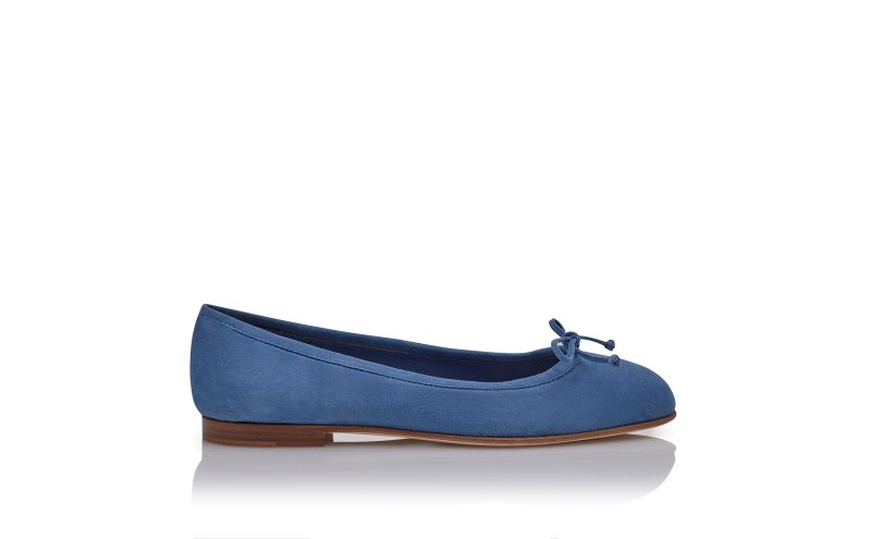 Side view of Veralli, Blue Suede Ballerina Flats - US$725.00