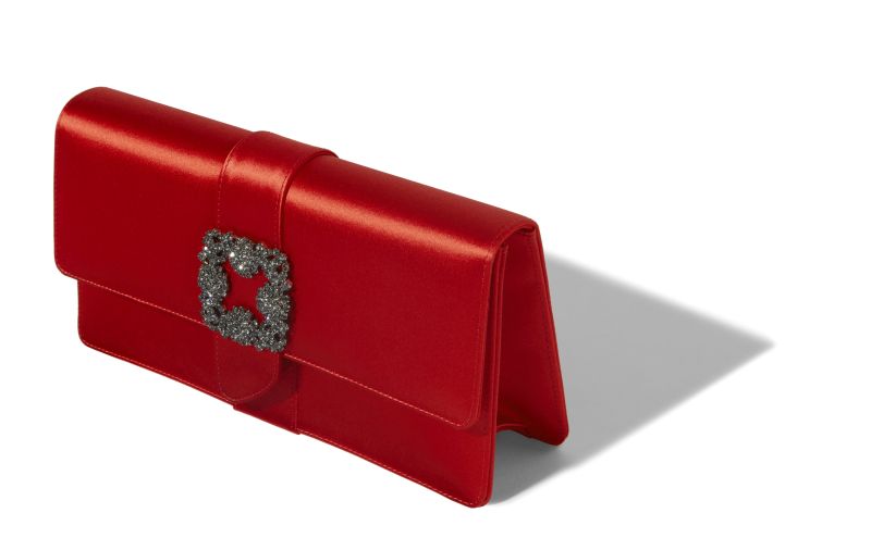 Capri, Red Satin Jewel Buckle Clutch - US$1,975.00 