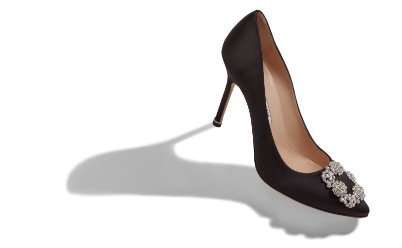 Hangisi, Black Satin Jewel Buckle Pumps - €1,075.00