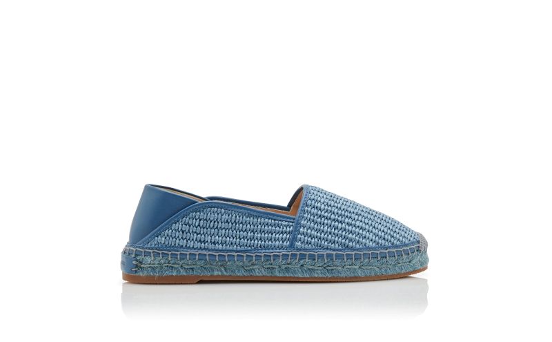 Side view of Espadra, Light Blue Raffia Espadrilles - US$338.00