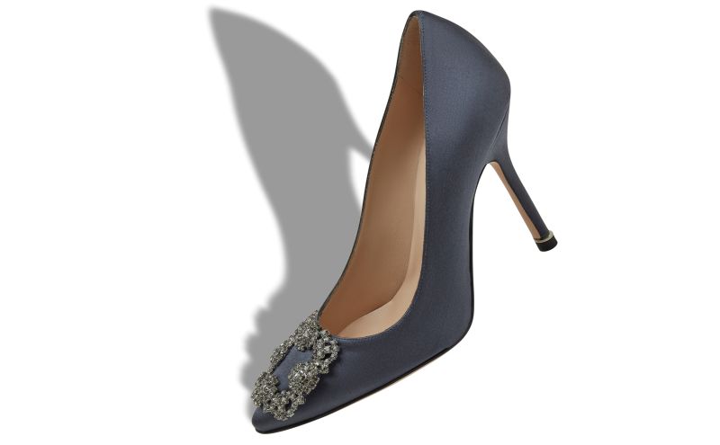Hangisi, Dark Grey Satin Jewel Buckle Pumps - £945.00