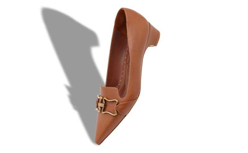 Phobepla, Brown Calf Leather Buckle Detail Pumps - US$585.00