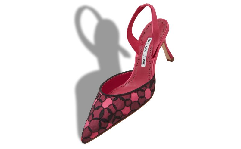 Carolyne 70, Pink Satin Slingback Pumps - US$483.00