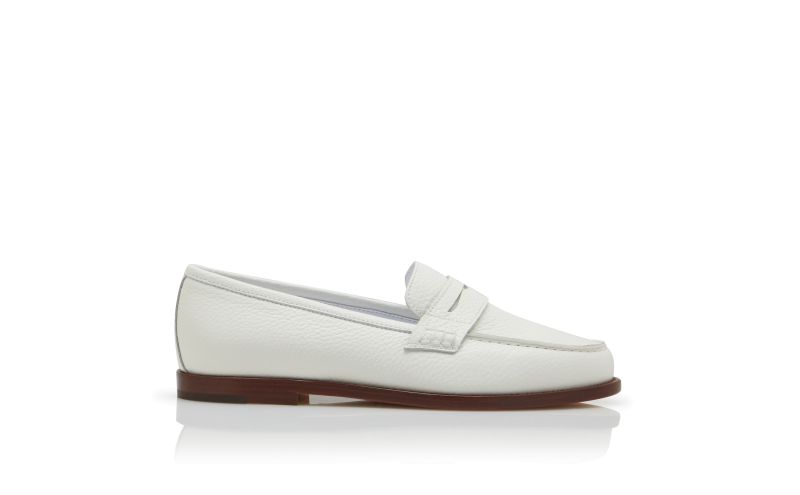 Side view of Perrita, White Calf Leather Penny Loafers - US$845.00