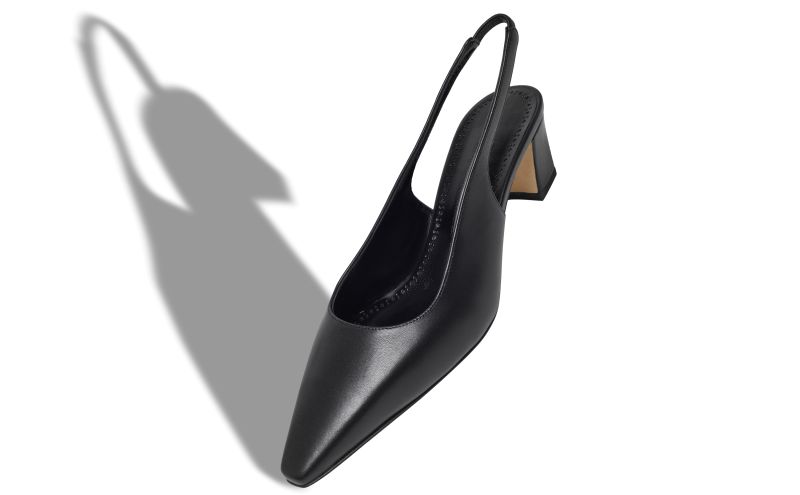 Teutamospla, Black Nappa Leather Slingback Pumps - US$935.00
