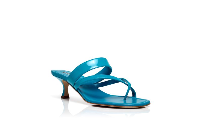 Susa, Turquoise Patent Leather Mules - CA$995.00