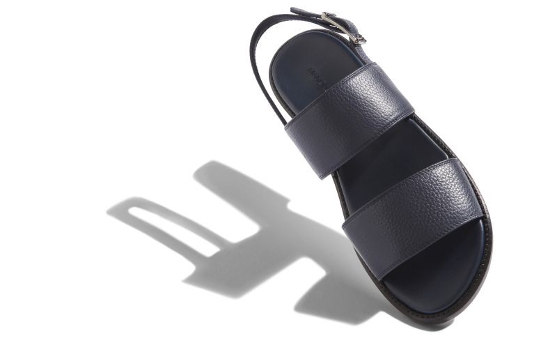 Designer Navy Blue Calf Leather Sandals