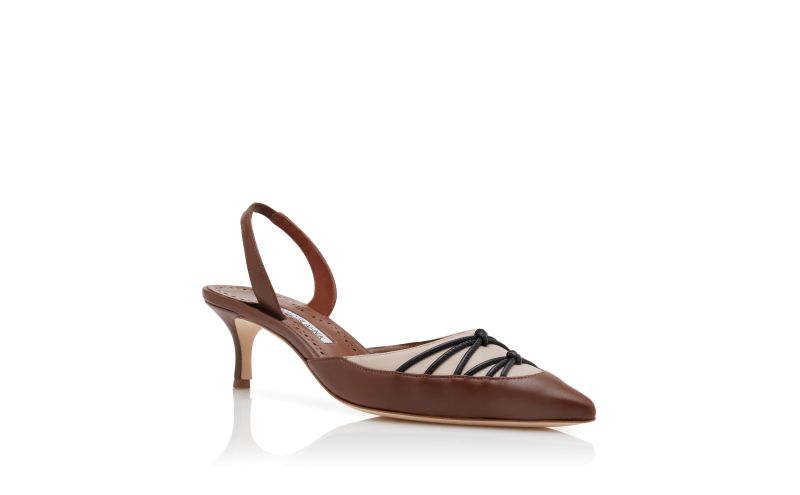 Maretsli, Brown Nappa Leather Slingback Pumps - AU$833.00