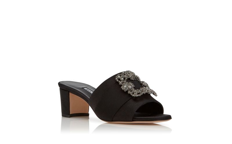 Martanew, Black Satin Jewel Buckle Mules - €995.00