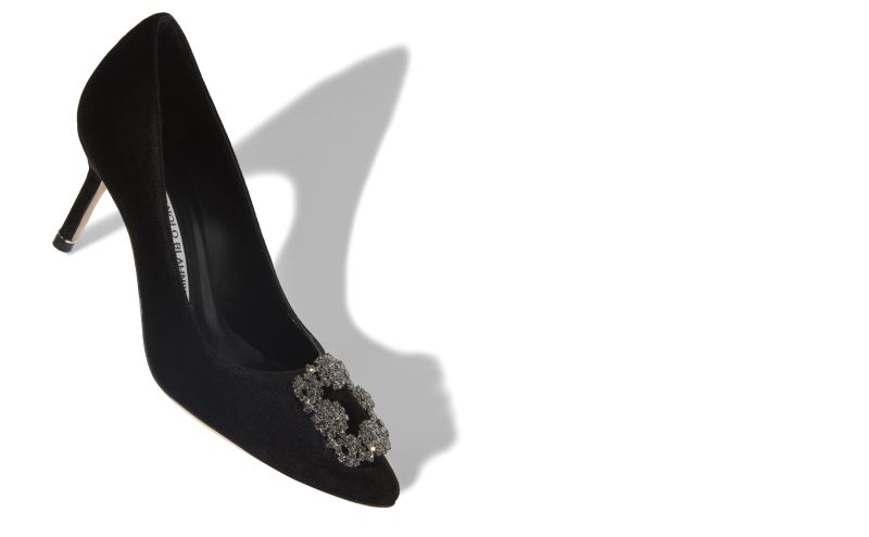 Hangisi velvet 70, Black Velvet Jewel Buckle Pumps - US$1,225.00 