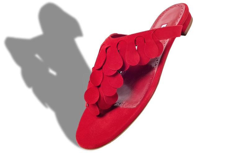 Tamako, Red Suede Strappy Sandals - US$537.00