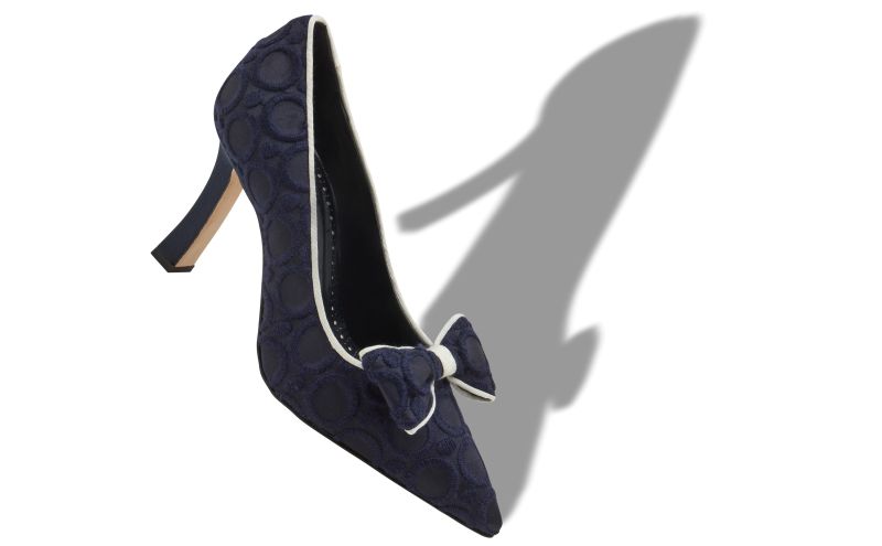 Epirotes, Navy Blue Silk Pointed Toe Pumps - £815.00 