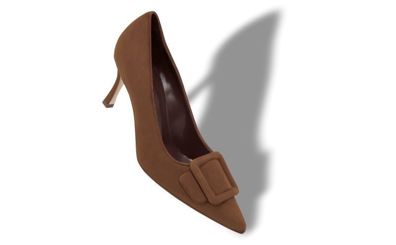 Maysalepump 70, Brown Suede Buckle Detail Pumps - AU$1,335.00 