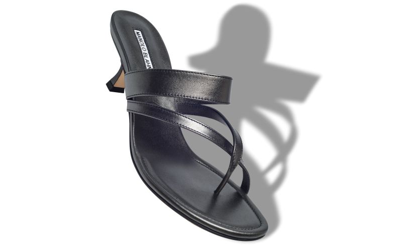 Susa, Graphite Nappa Leather Crossover Strappy Mules - US$895.00 