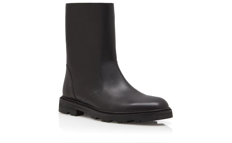 Motoso, Black Calf Leather Mid Calf Boots - £895.00