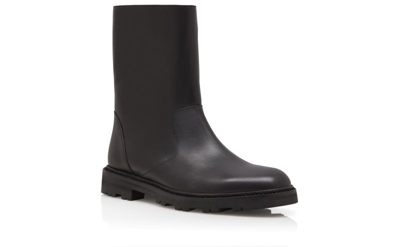 Motoso, Black Calf Leather Mid Calf Boots - AU$1,795.00