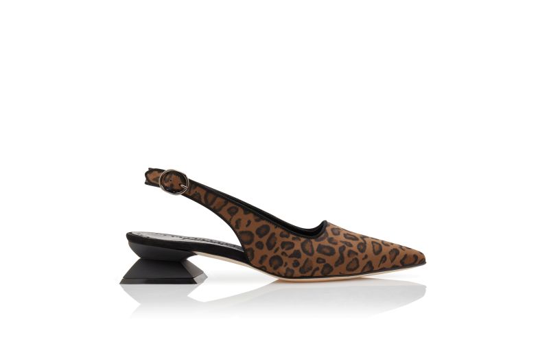 Side view of Ruzgan, Brown Suede Animal Print Mules  - £695.00
