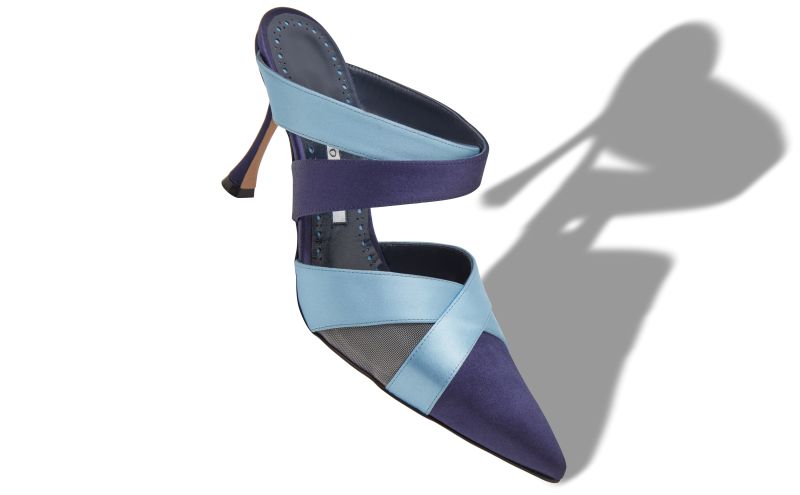 Oyounak, Blue Satin Crossover Mules - AU$788.00 