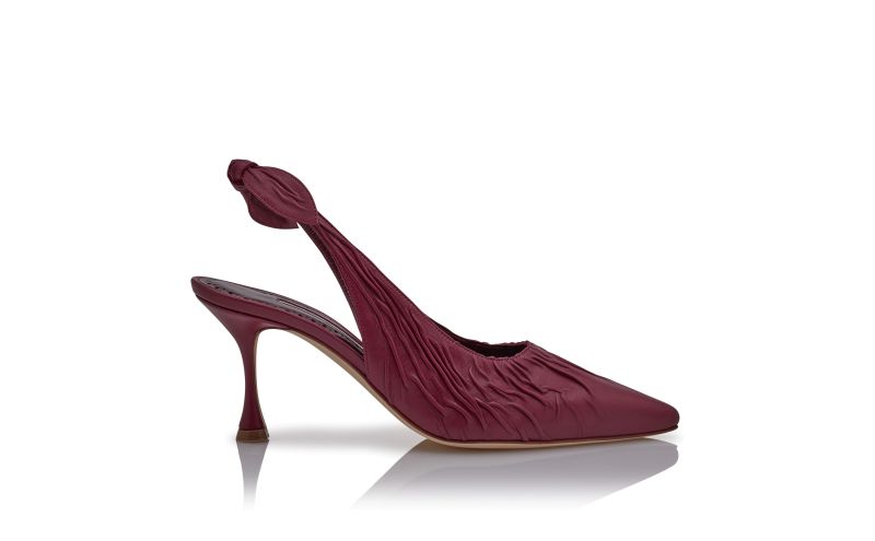 Side view of Pelagalo, Dark Red Nappa Leather Slingback Pumps - CA$1,395.00