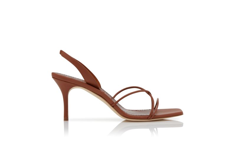 Side view of Ninfea, Brown Nappa Leather Slingback Sandals - AU$1,115.00