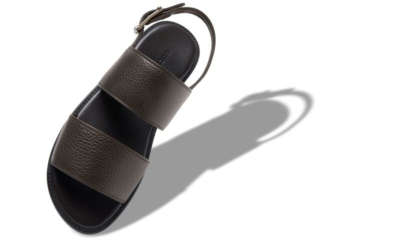 Designer Dark Brown Calf Leather Flat Sandals