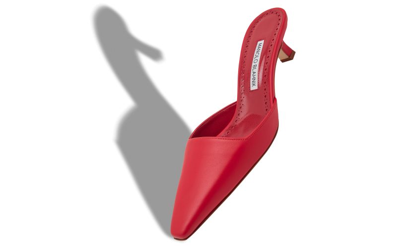 Moiramu, Red Nappa Leather Pointed Toe Mules - €695.00