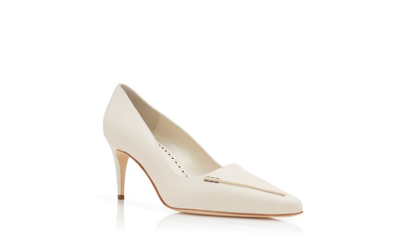 Designer Cream Calf Leather Pumps