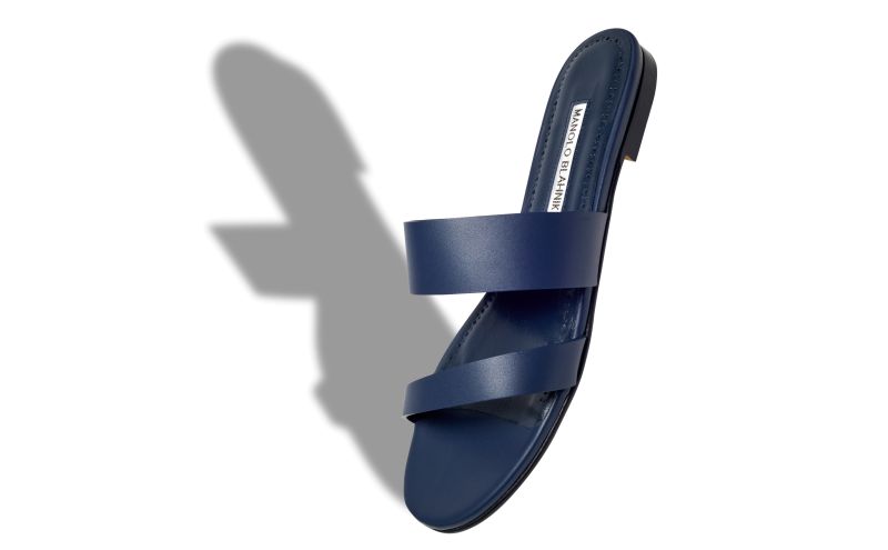 Serrato, Navy Blue Calf Leather Flat Sandals - US$775.00