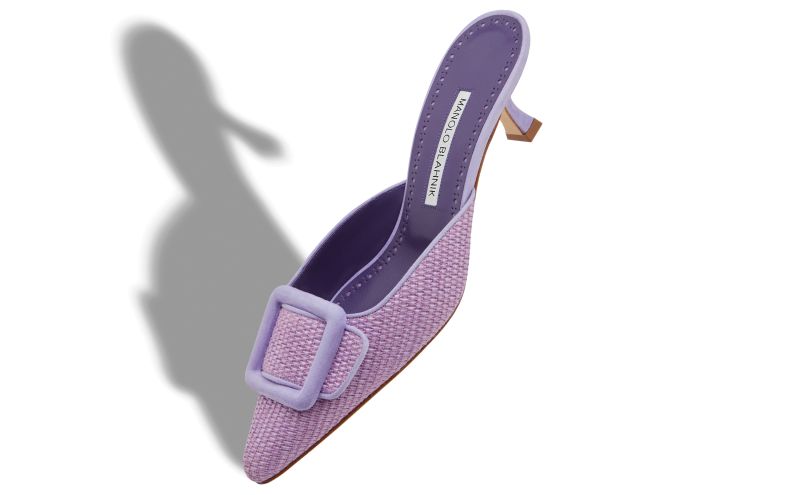 Maysalebi, Purple Raffia Buckle Detail Mules - AU$718.00