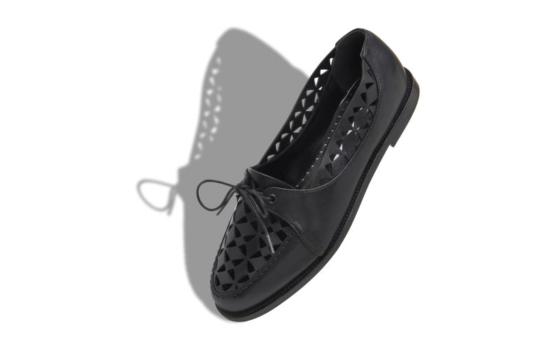 Designer Black Calf Leather Cut Out Loafers 