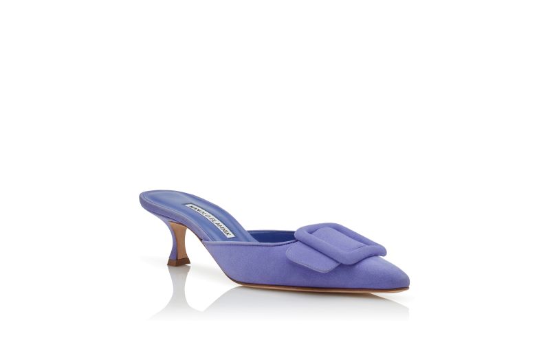 Maysale, Lavender Suede Buckle Mules - £595.00
