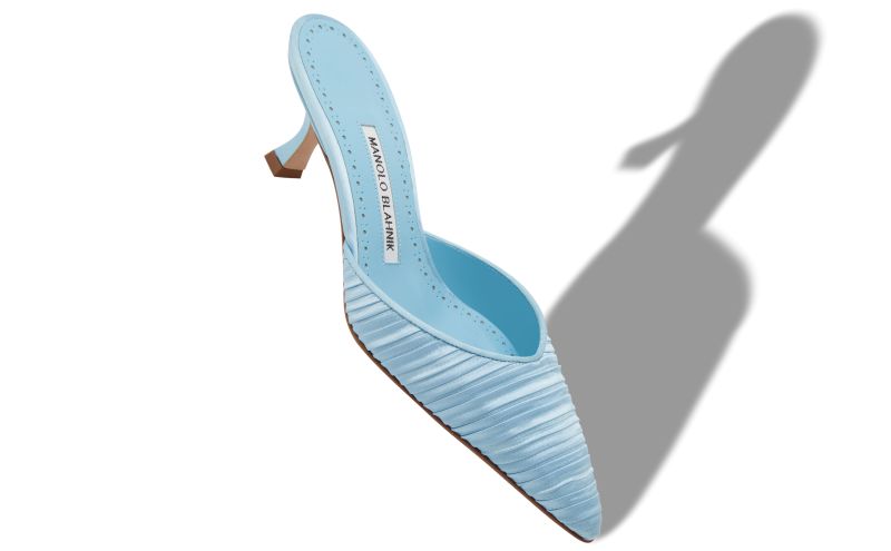 Carolynemu, Light Blue Satin Pointed Toe Mules - AU$698.00 