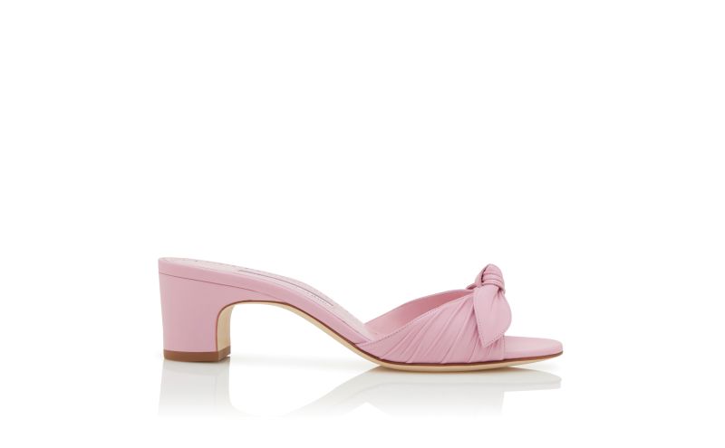 Side view of Lolloso, Light Purple Nappa Leather Bow Detail Mules - US$795.00