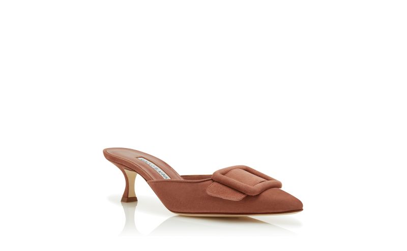 Maysale, Brown Suede Buckle Detail Mules - £695.00