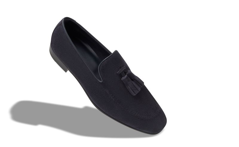 Designer Navy Blue Suede Loafers