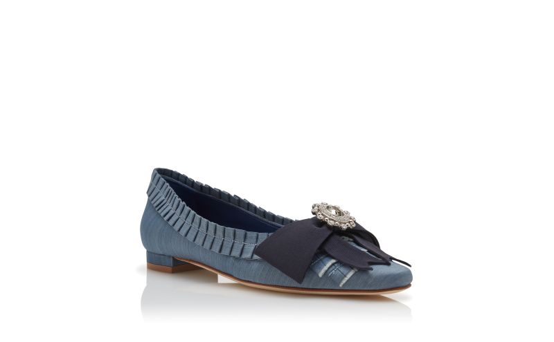 Fontettes, Blue Silk Bow Detail Flat Pumps - €1,295.00