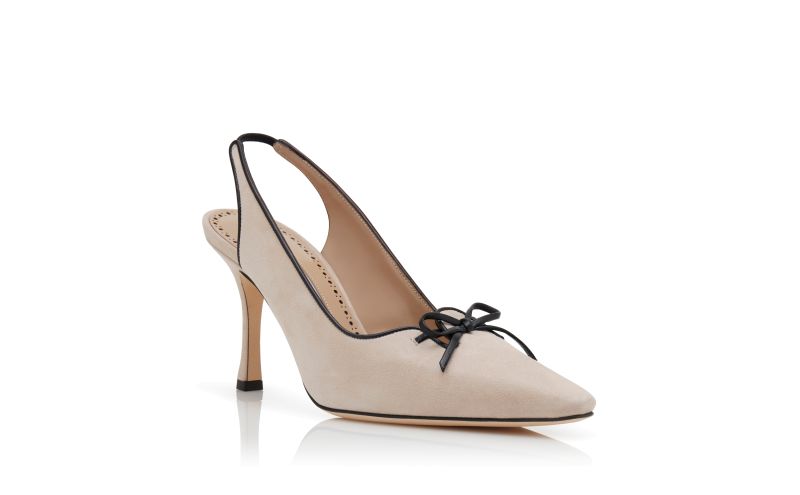 Farid, Light Beige Suede Slingback Pumps - US$513.00