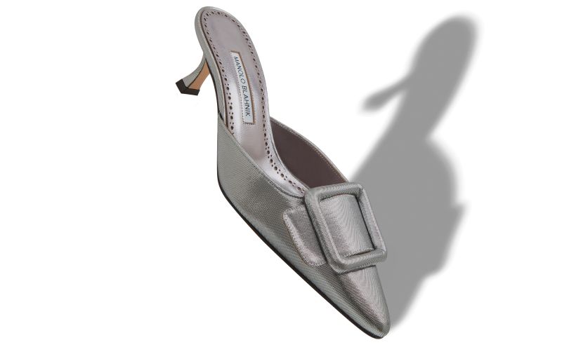 Maysale, Graphite Cotton Buckle Detail Mules  - AU$708.00 
