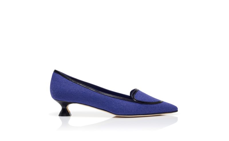 Side view of Rufo, Blue Wool Pointed Toe Pumps - US$537.00