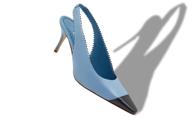 Gaius, Light Blue Nappa Leather Slingback Pumps - €875.00 