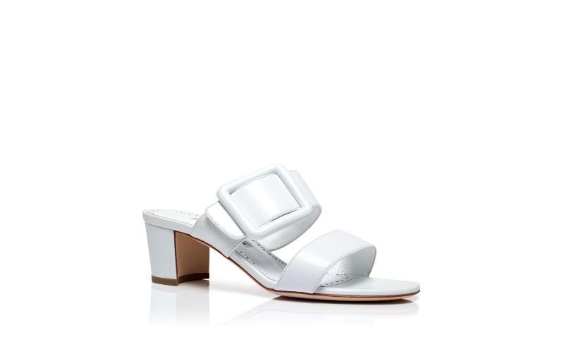 Titubanew, White Nappa Leather Open Toe Mules - US$845.00