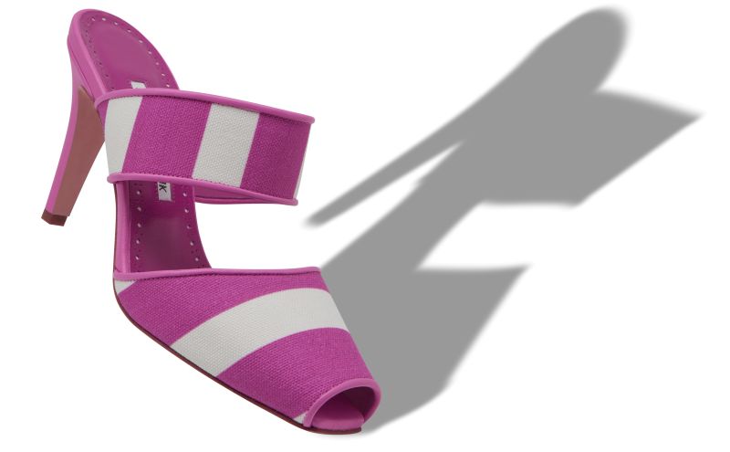 Matal, Pink and White Striped Cotton Mules  - US$845.00 