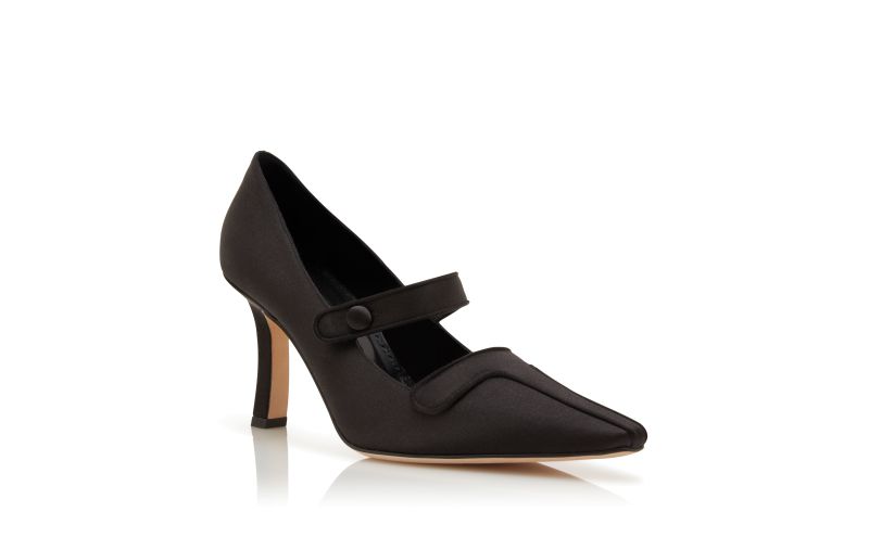Ganeus, Black Satin Mary Jane Pumps - AU$1,535.00
