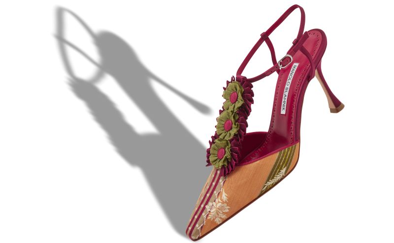 Hebes, Red Silk Rosettes Detail T-Bar Pumps - €1,450.00