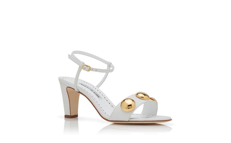 CHAOUHENHI, Cream Calf Leather Ankle Strap Sandals, 895 USD