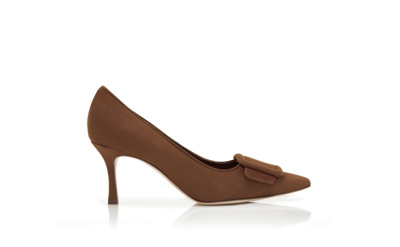 Side view of Maysalepump 70, Brown Suede Buckle Detail Pumps - AU$1,335.00