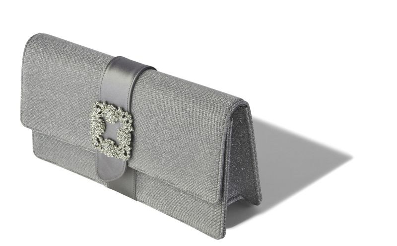 Capri glitter, Silver Glitter Jewel Buckle Clutch - £1,345.00 